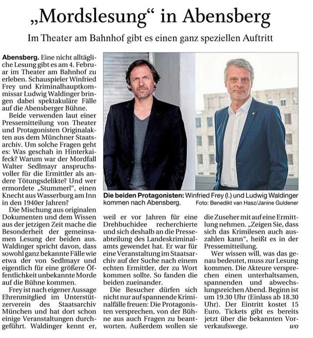 &quot;Mordslesung&quot; in Abensberg